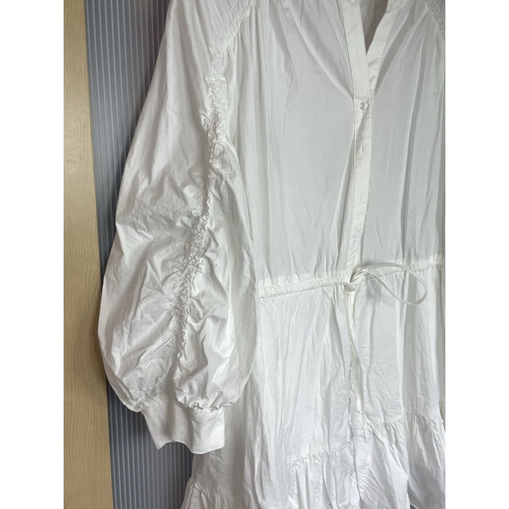 ASTR The Label White Ruffle Mini A-Line Dress S Cotton Puff Sleeve Casual Resort - Picture 3 of 7